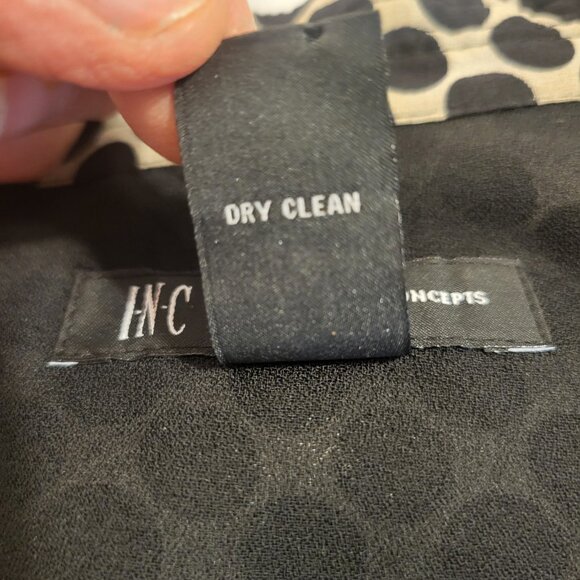 INC International Concepts Silk Black Polka Dot Y2k Stretch Waist Top Women's 10 - Picture 7 of 7